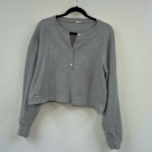 Wilfred Gray Cropped Henley Sweatshirt